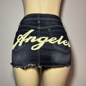 SHEIN Black Denim Skirt w/ “Angeles” on the Back